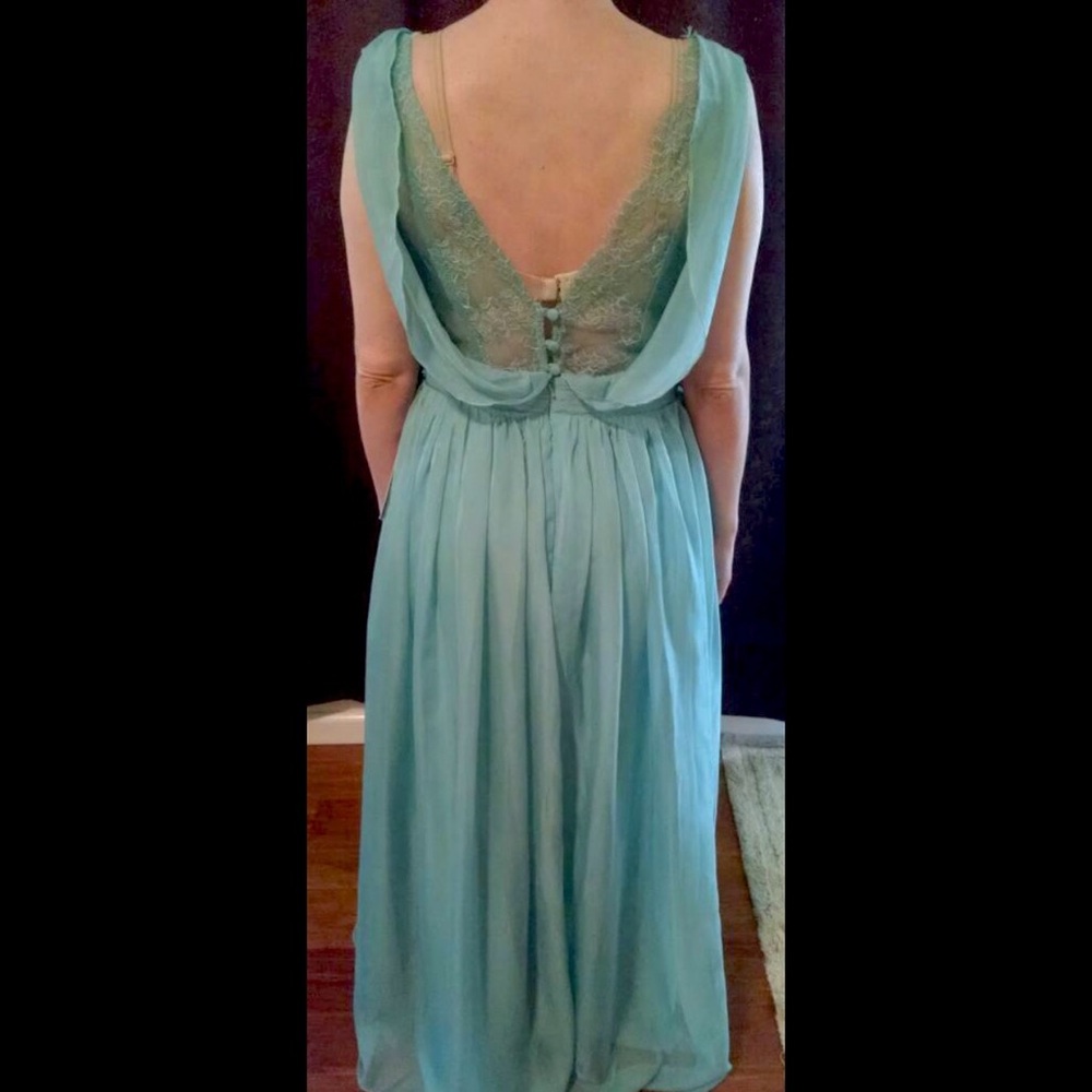 Chiffon & Lace sea glass blue prom / wedding dress